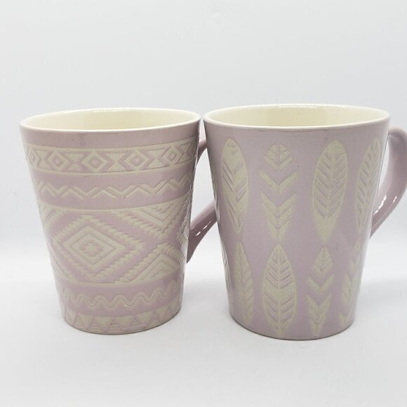 Mugs * Pale Lavender * Southwest Feather Print - Picture 1 of 6